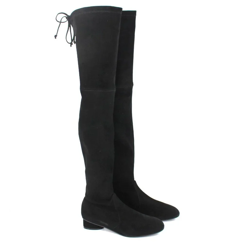 Stuart Weitzman Genna 25 City Boot Over The Knee Suede Boots Black 6.5 NEW
